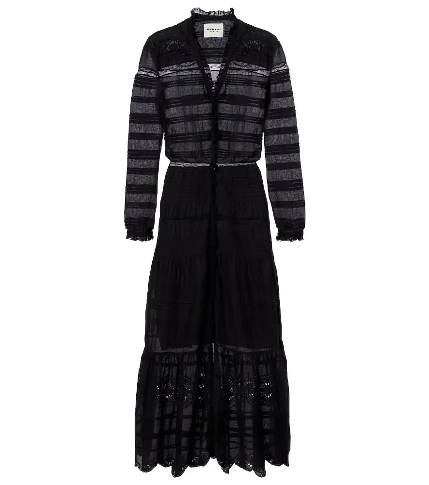 Marant Etoile Daniva lace-trimmed cotton midi dress