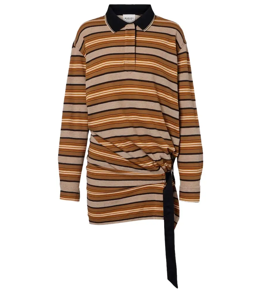 Marant Etoile Isea striped cotton piqué polo dress