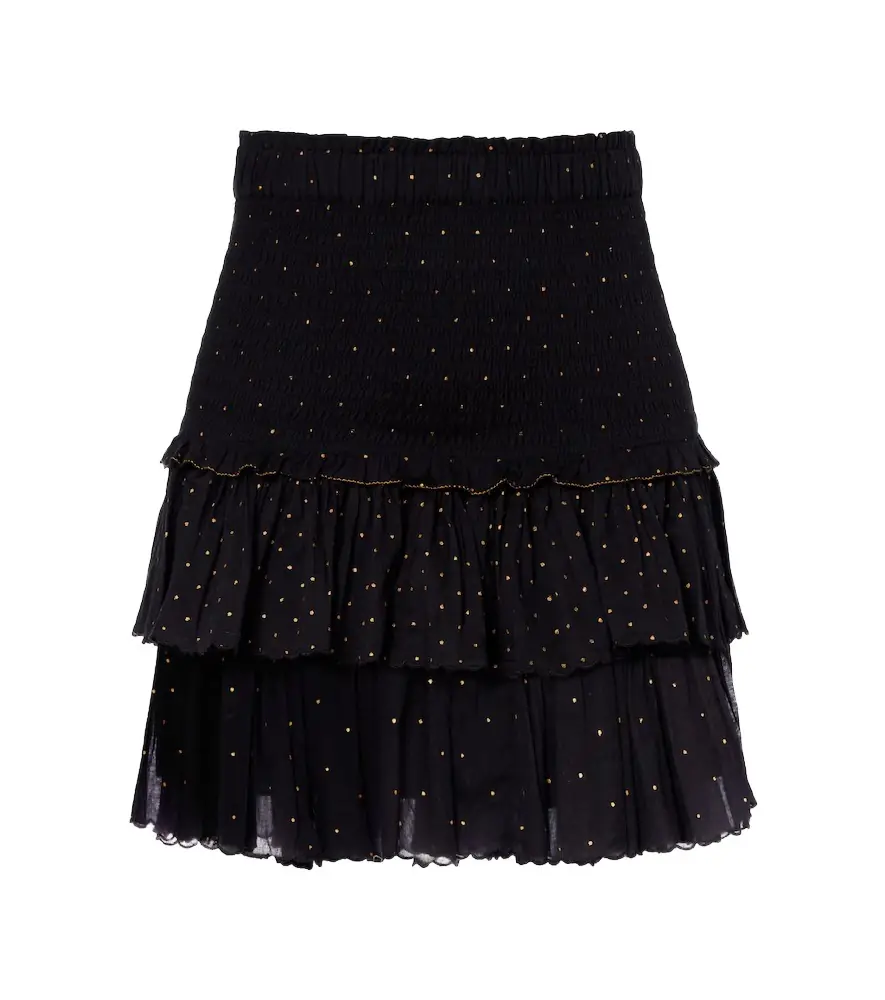 Marant Etoile Polka-dot embroidered cotton miniskirt