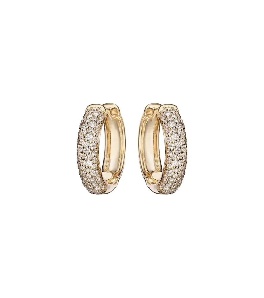 Stone and Strand Keepsake 14kt gold huggie earrings with diamonds