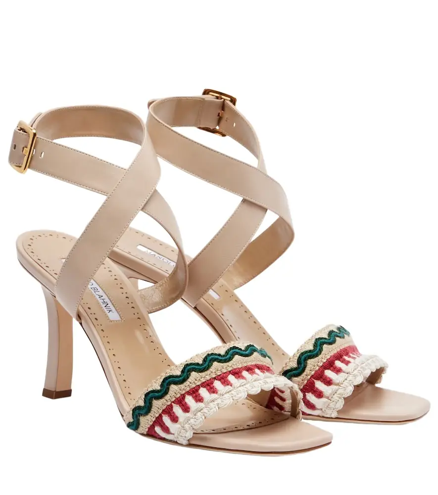 Manolo Blahnik Mabeco 90 embroidered leather sandals