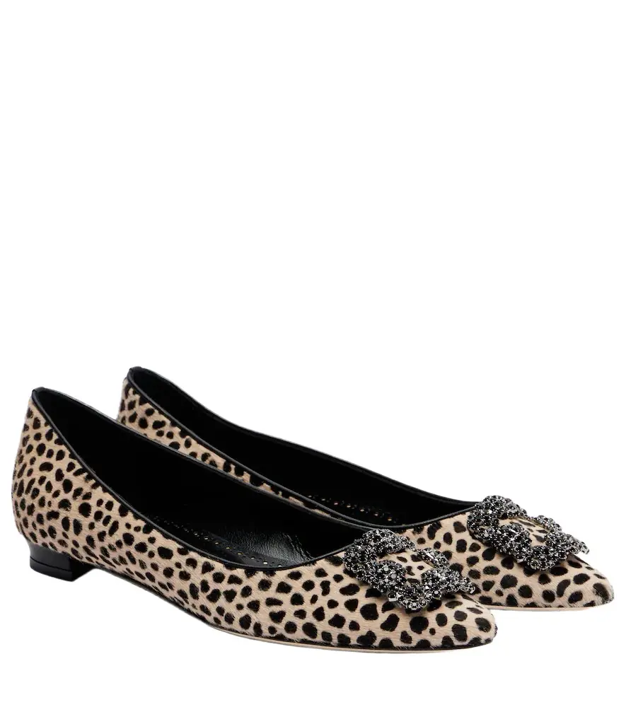 Manolo Blahnik Hangisi calf hair ballet flats
