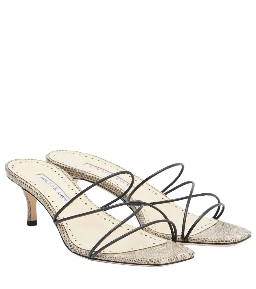 Manolo Blahnik Ninfe 50 snake-effect leather mules