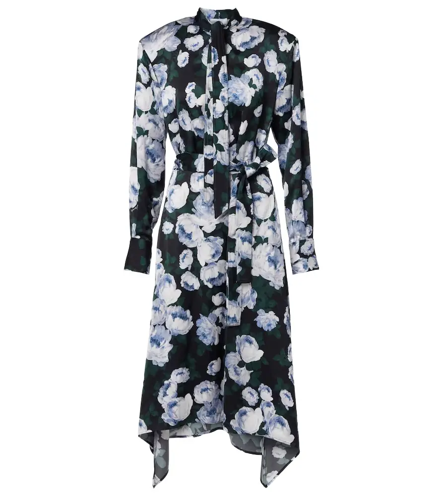 Stella McCartney Floral tie-neck satin midi dress