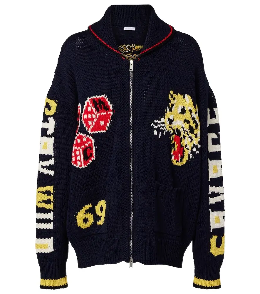 Stella McCartney Intarsia cotton zip-up cardigan