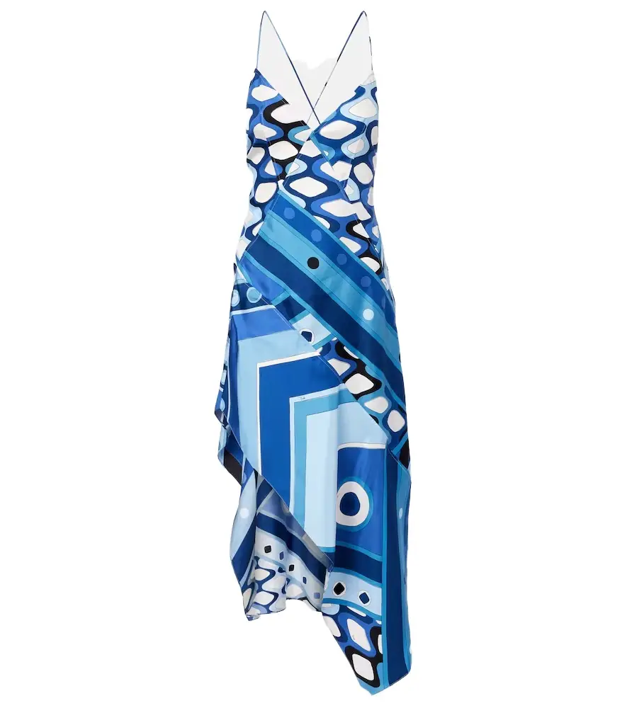 Pucci Vivara asymmetric silk satin midi dress