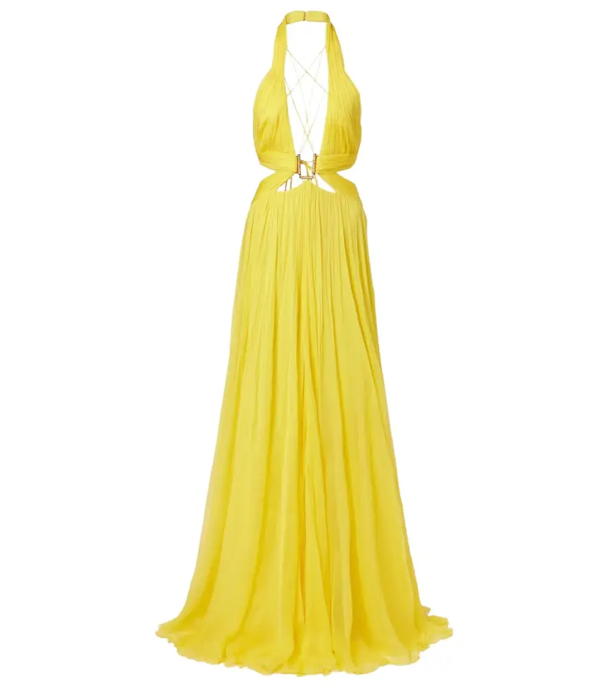 Roberto Cavalli Cutout silk chiffon gown
