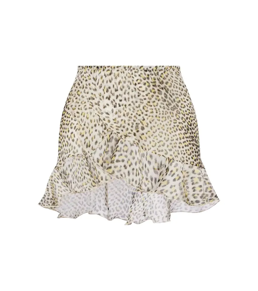 Roberto Cavalli Leopard-print silk beach cover-up