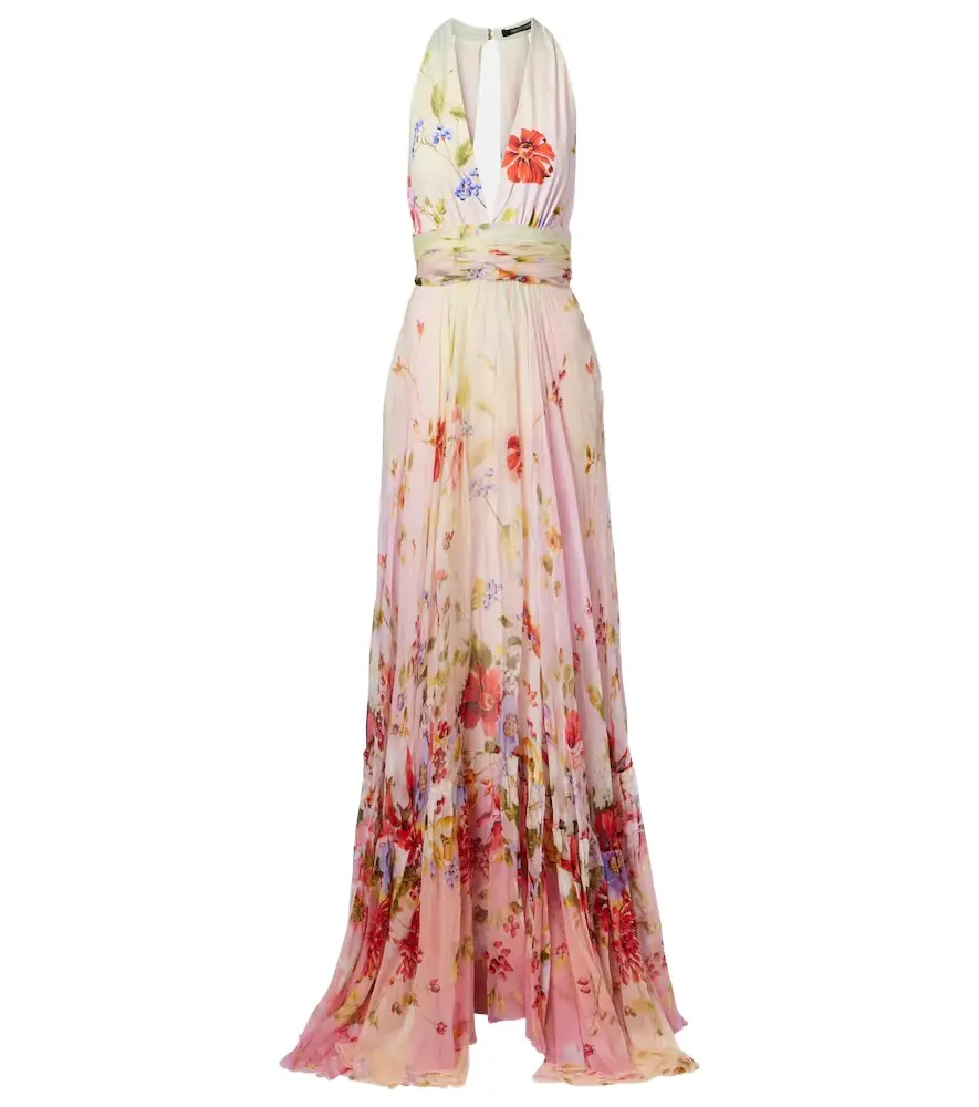 Roberto Cavalli Floral silk gown