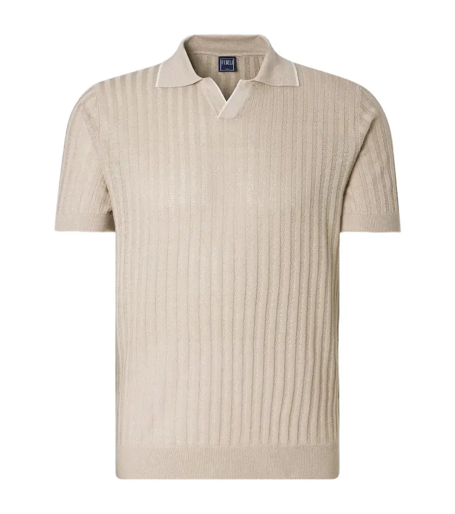 Fedeli Soul linen and cotton polo shirt