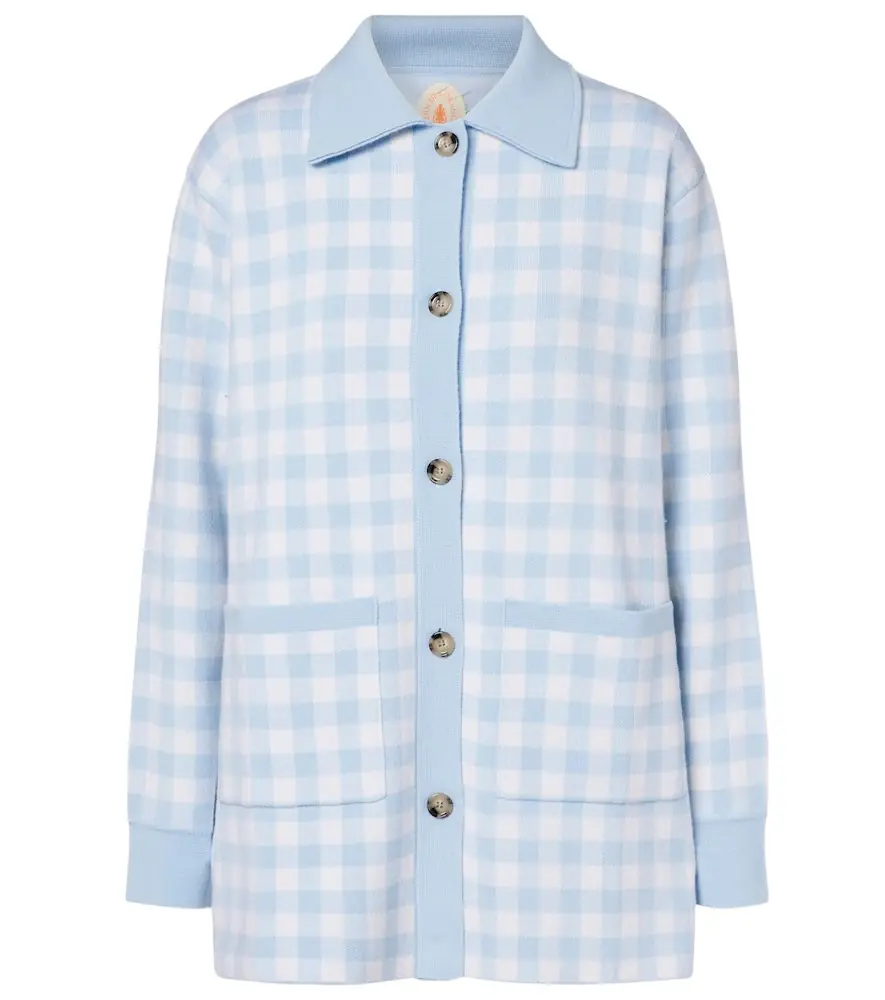 Jardin des Orangers Gingham wool and cashmere cardigan