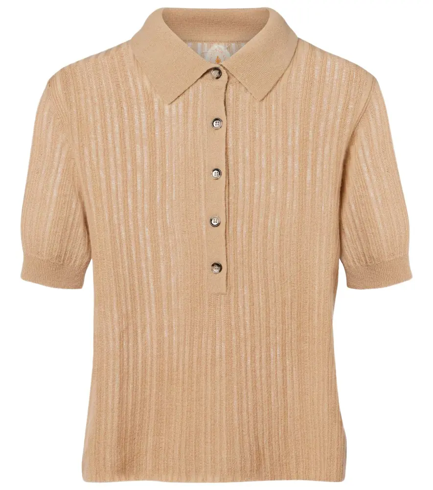 Jardin des Orangers Ribbed-knit cashmere polo shirt