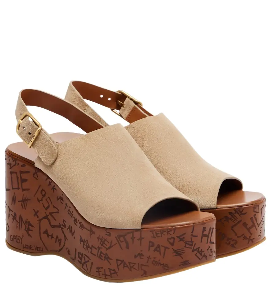 Chloe Chloé Maxime 80 suede wedge sandals