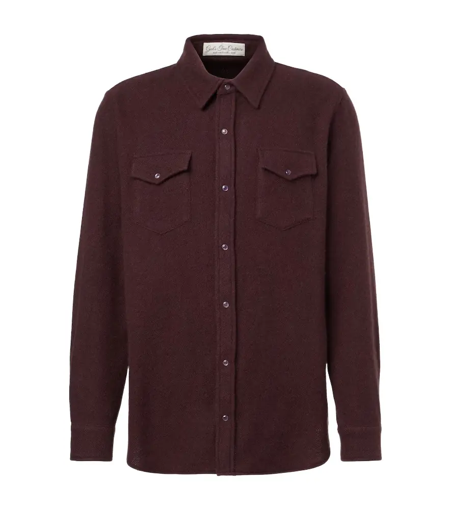 God's True Cashmere Claret cashmere shirt with amethyst