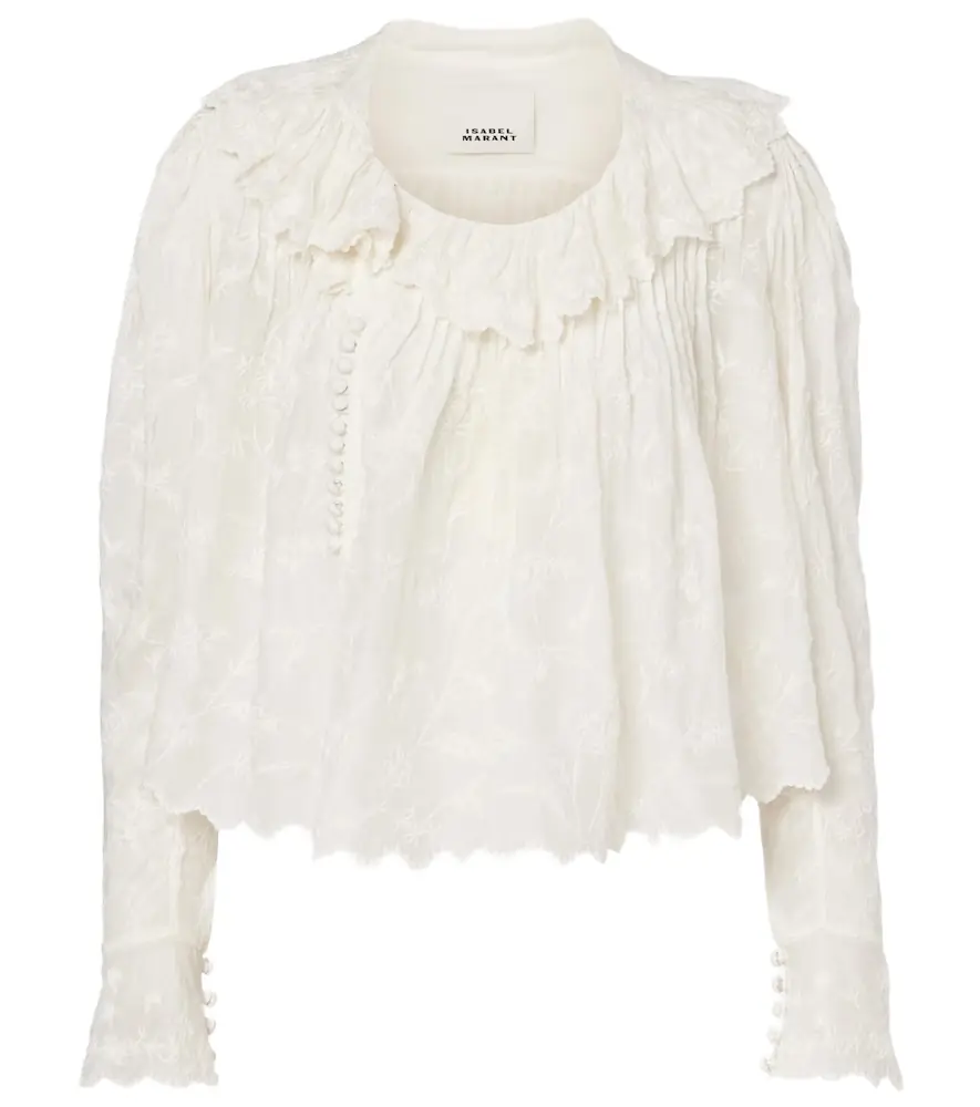 Isabel Marant Zelly embroidered cotton and silk blouse
