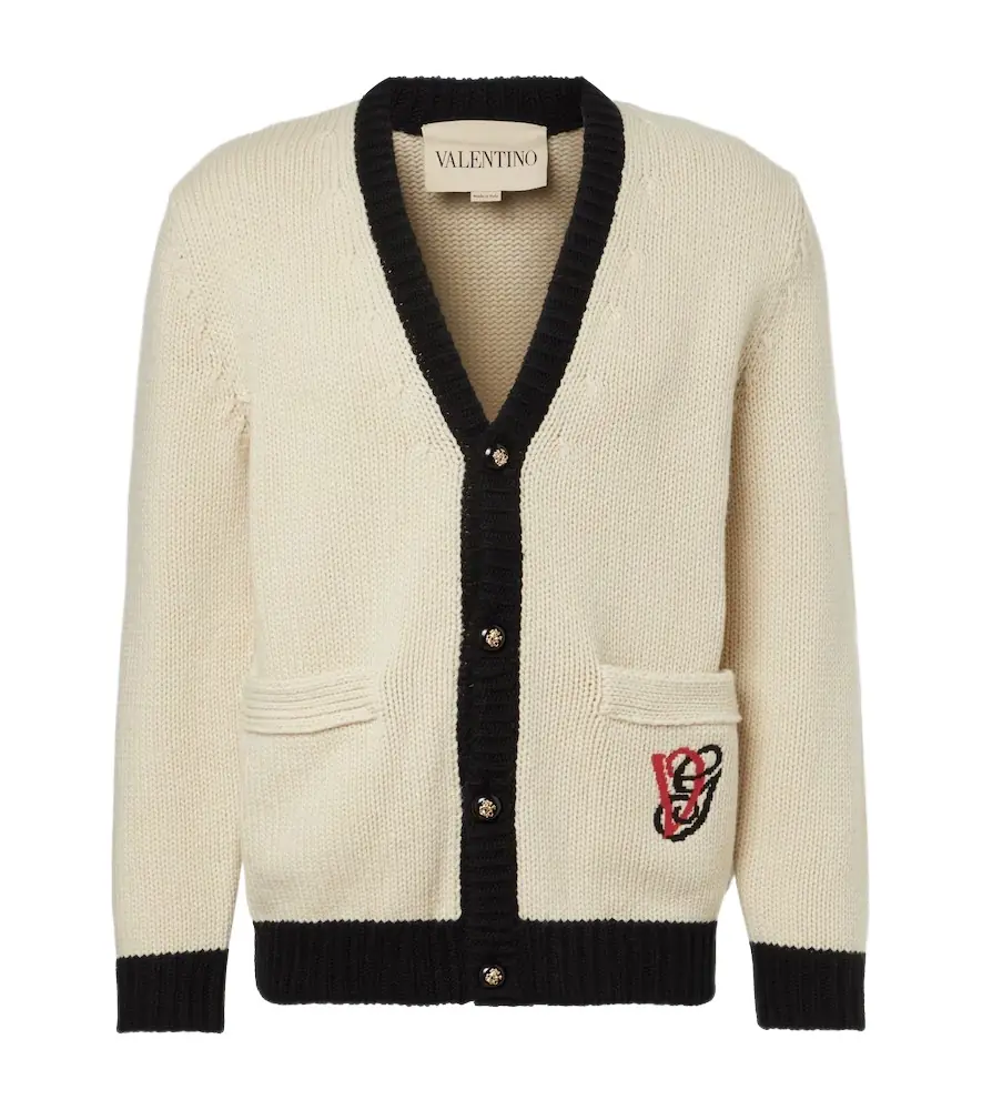 Valentino Embroidered virgin wool cardigan