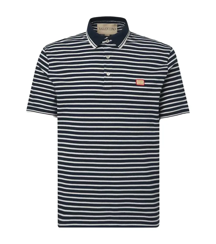 Valentino VLogo striped cotton polo shirt