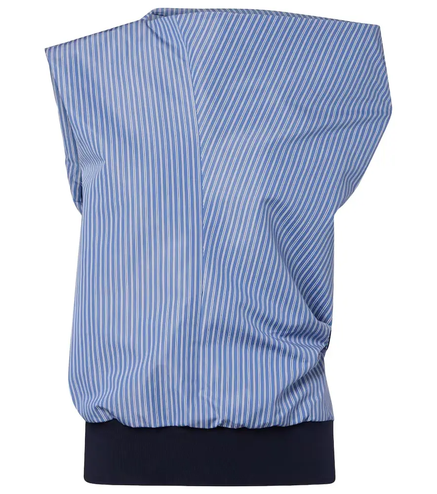 Sacai Striped cotton-blend top