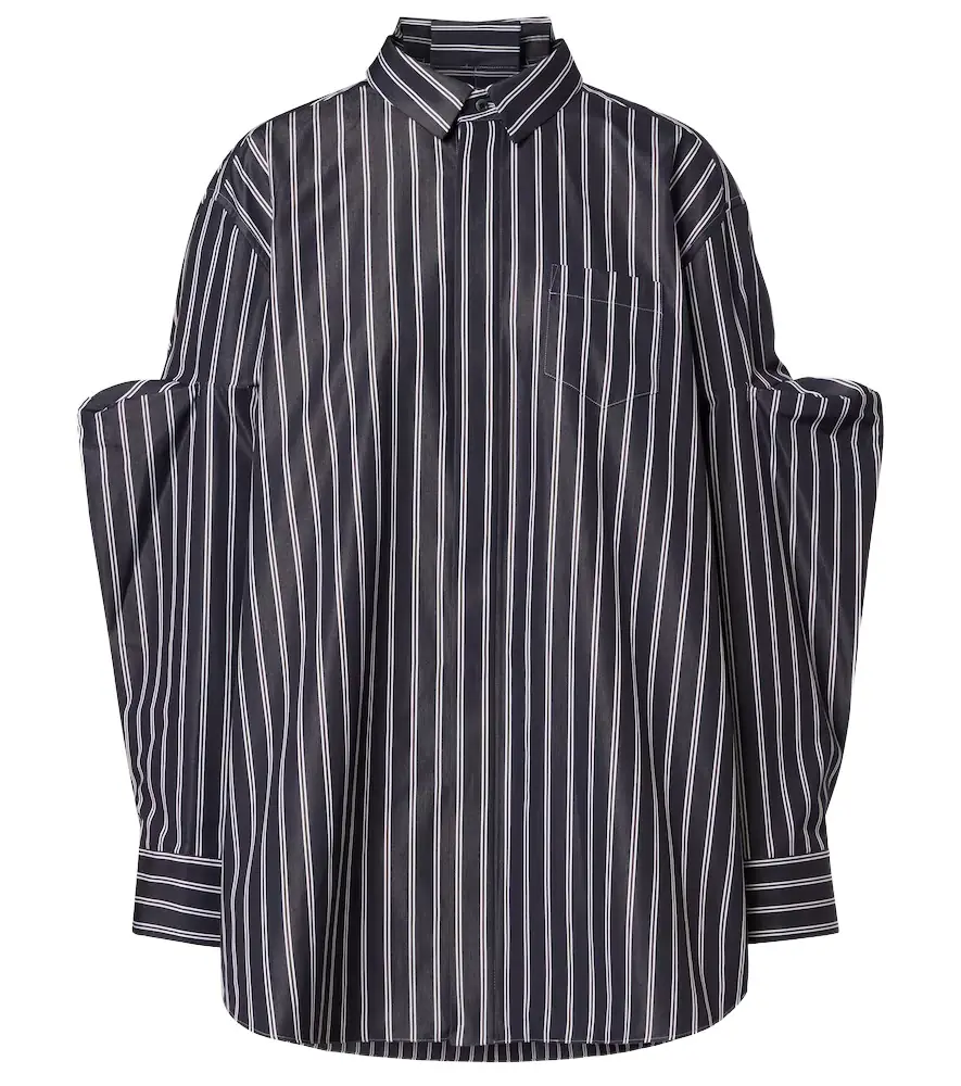Sacai Striped oversized cotton-blend shirt