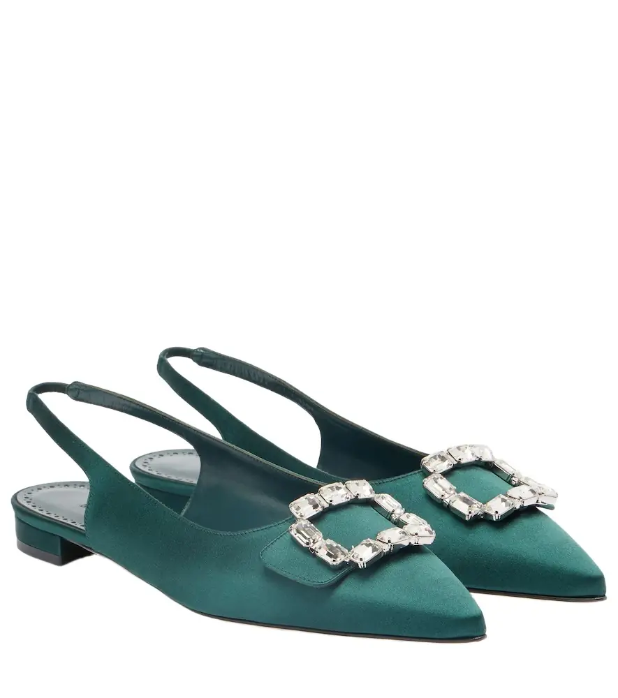 Manolo Blahnik Mayjou satin slingback flats