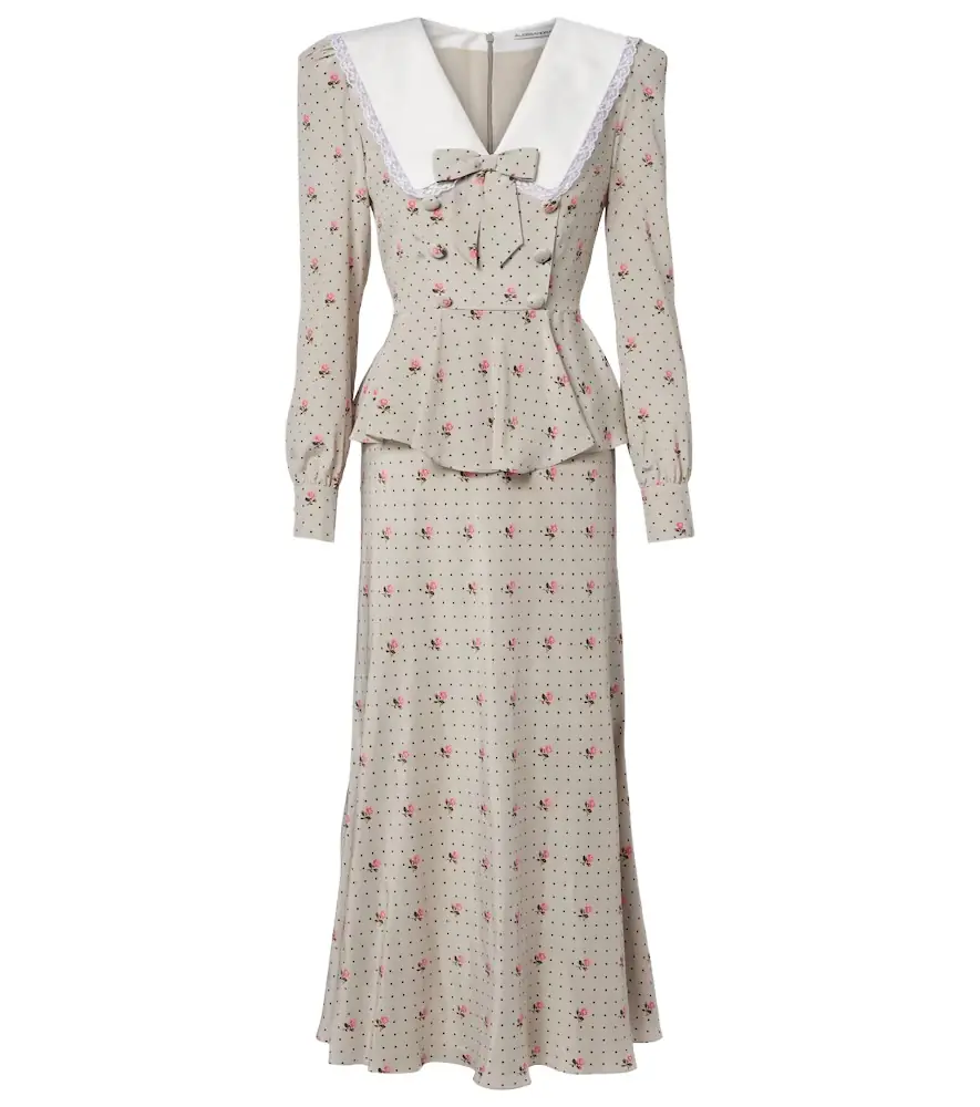 alessandra rich polka-dot silk midi dress Alessandra Rich - Polka-dot Silk Midi Dress With Ruffles - 46