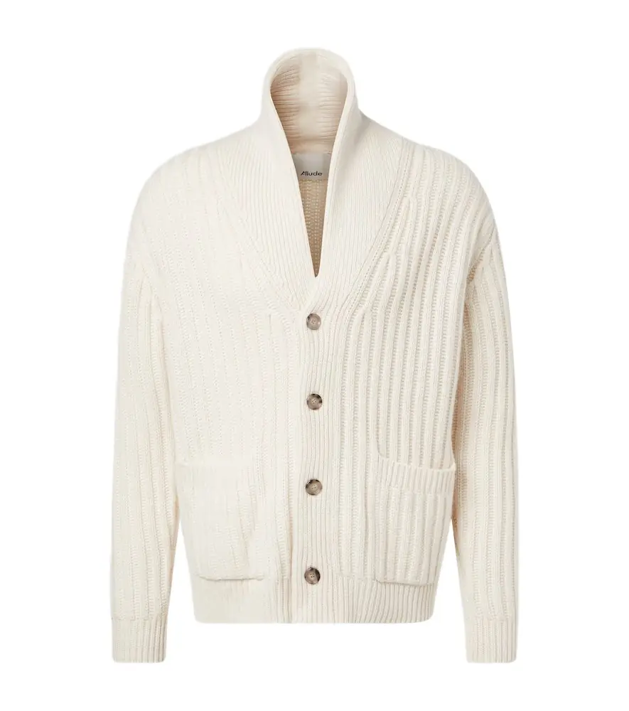 Allude Ribbed-knit wool and cashmere cardigan