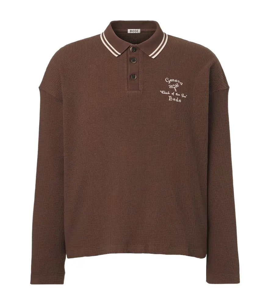 Bode Geneva waffle-knit cotton polo sweater