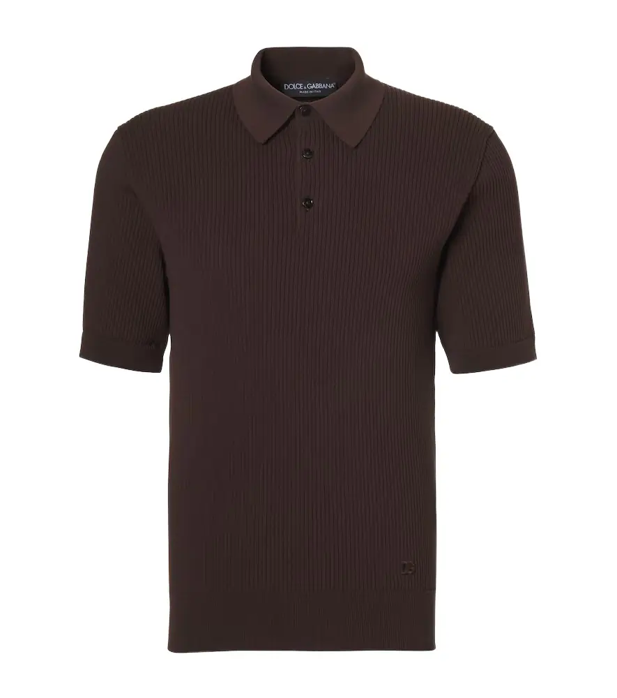 Dolce & Gabbana Ribbed-knit cotton polo sweater
