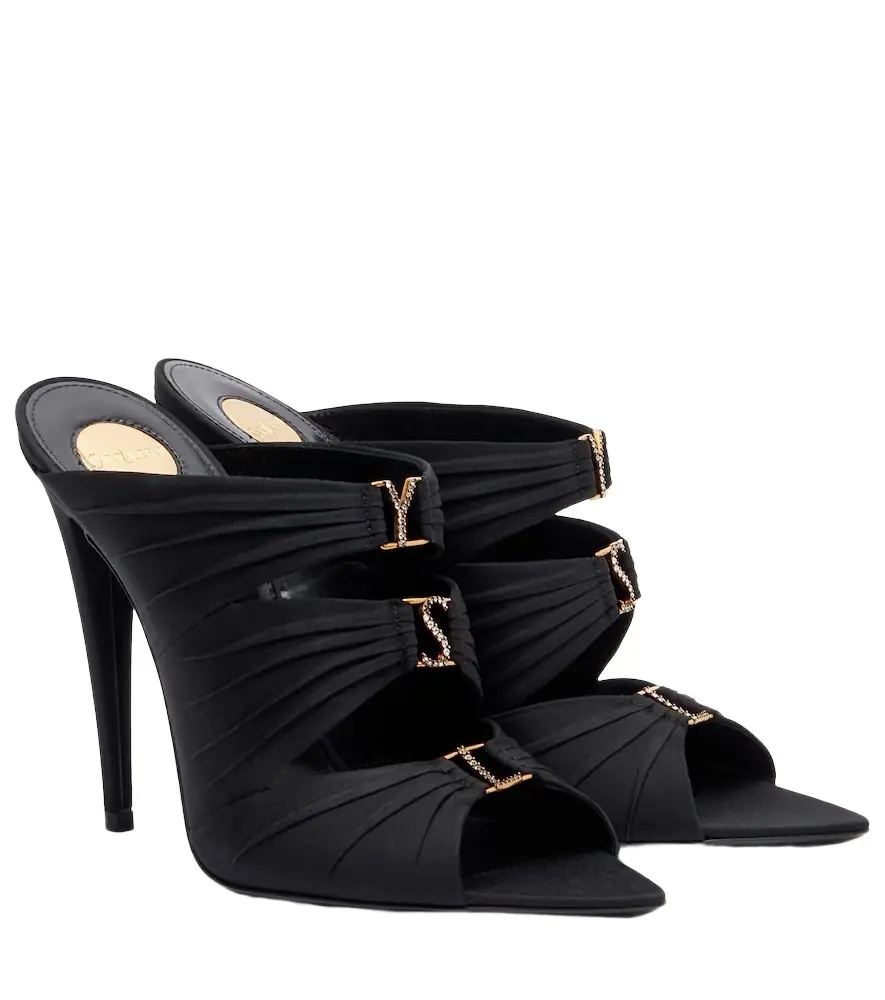 Saint Laurent Emilie crêpe satin mules