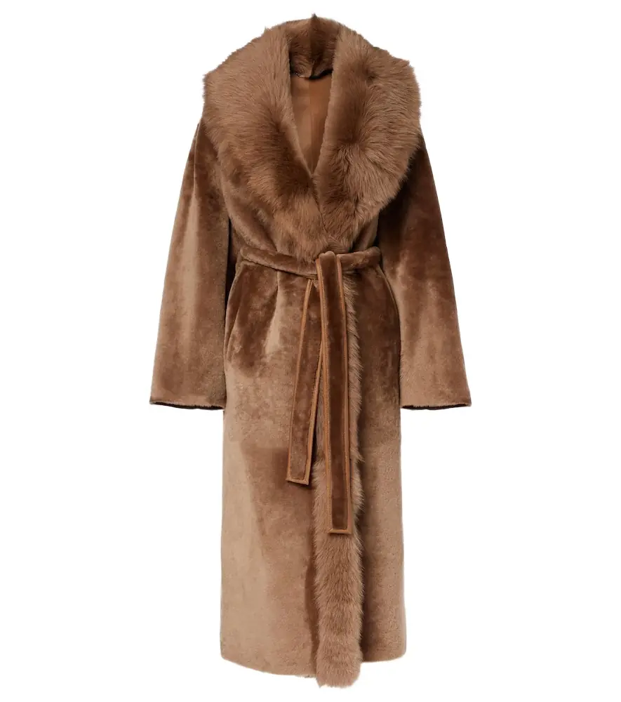 Nour Hammour Isadora shearling wrap coat