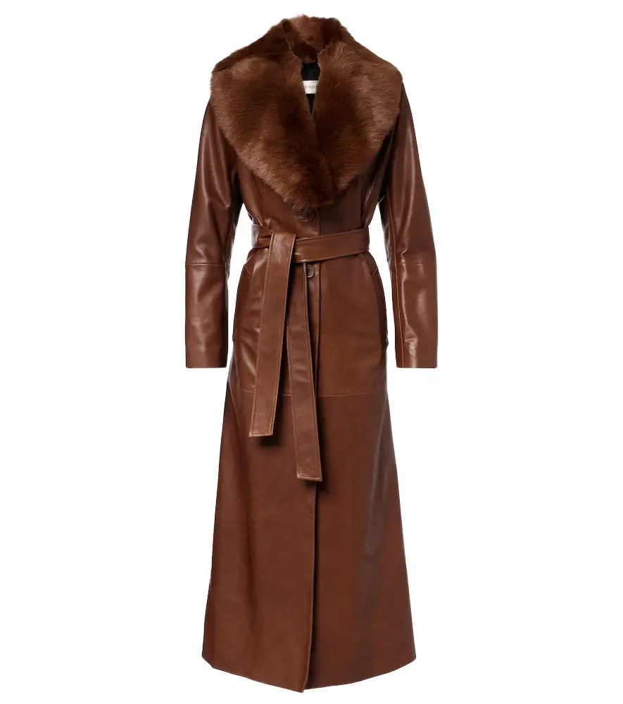Nour Hammour Dakota shearling-trimmed leather coat