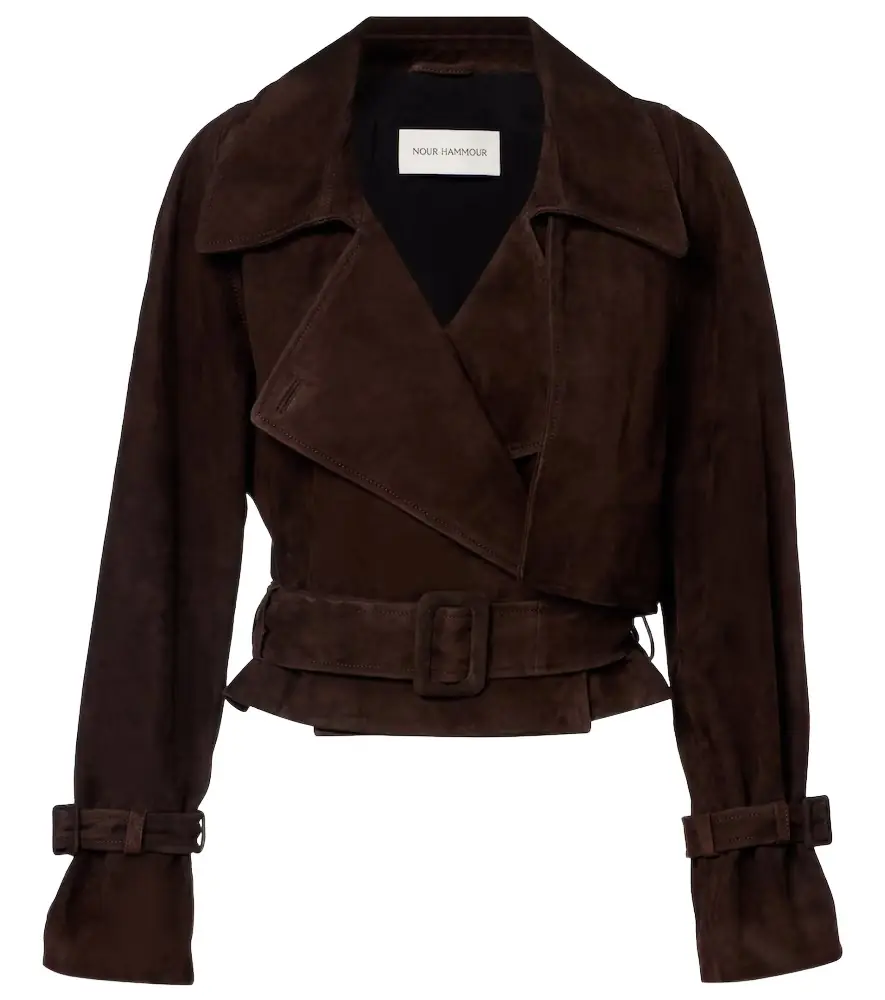 Nour Hammour Hatti cropped suede jacket