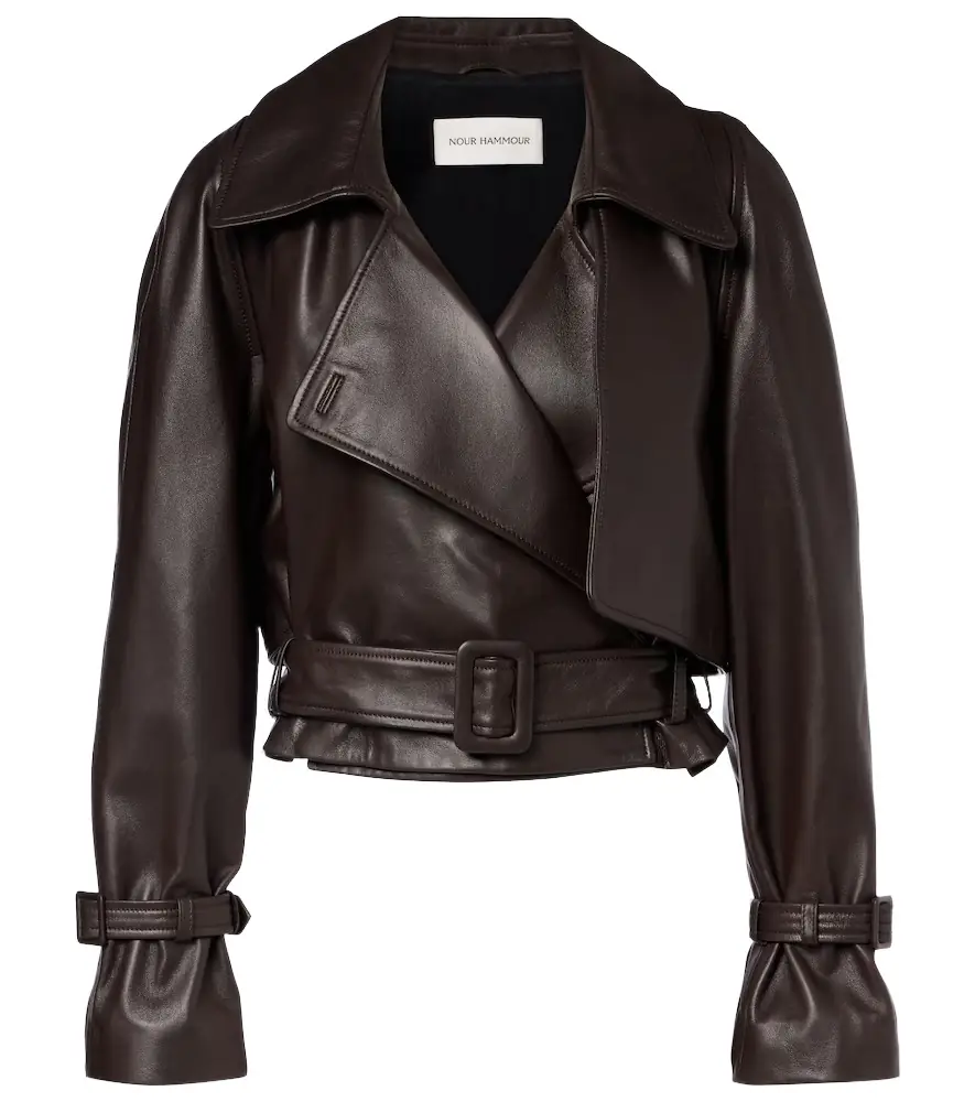 Nour Hammour Hatti cropped leather jacket