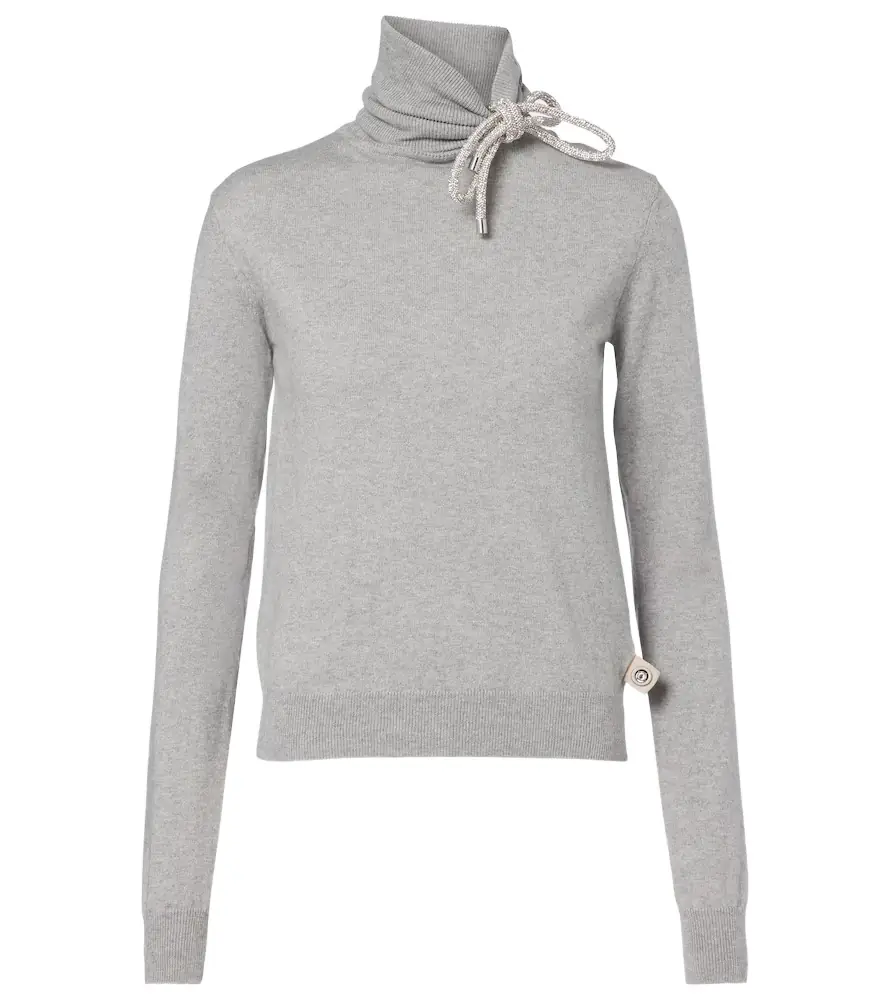 Area Embellished cotton and cashmere turtleneck sweater