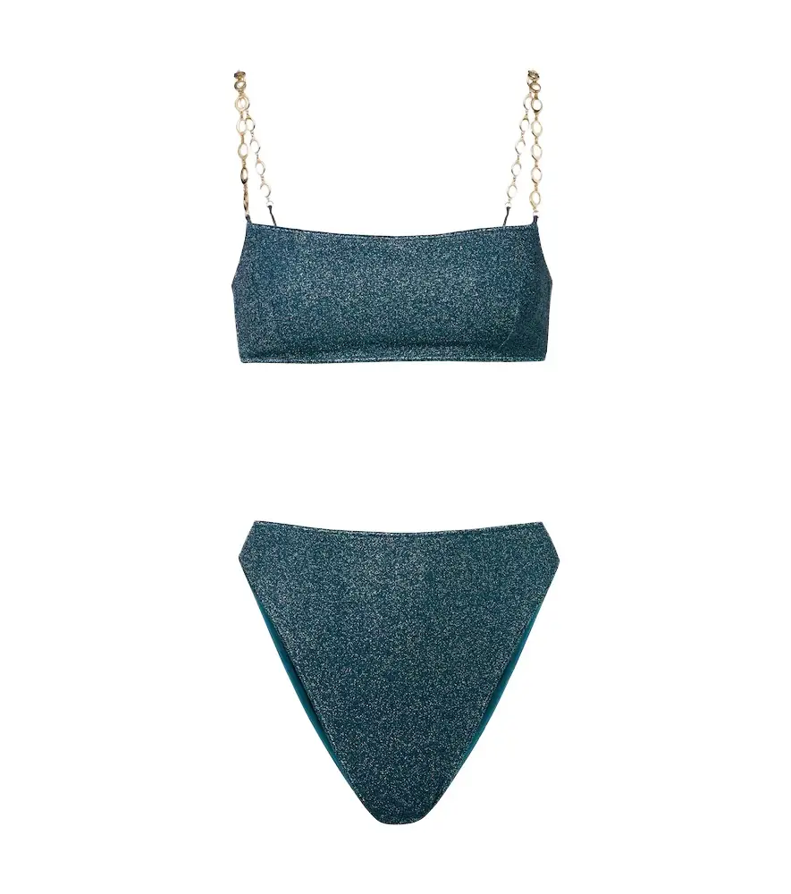 Oseree Oséree Lumière O Chain lamé bikini