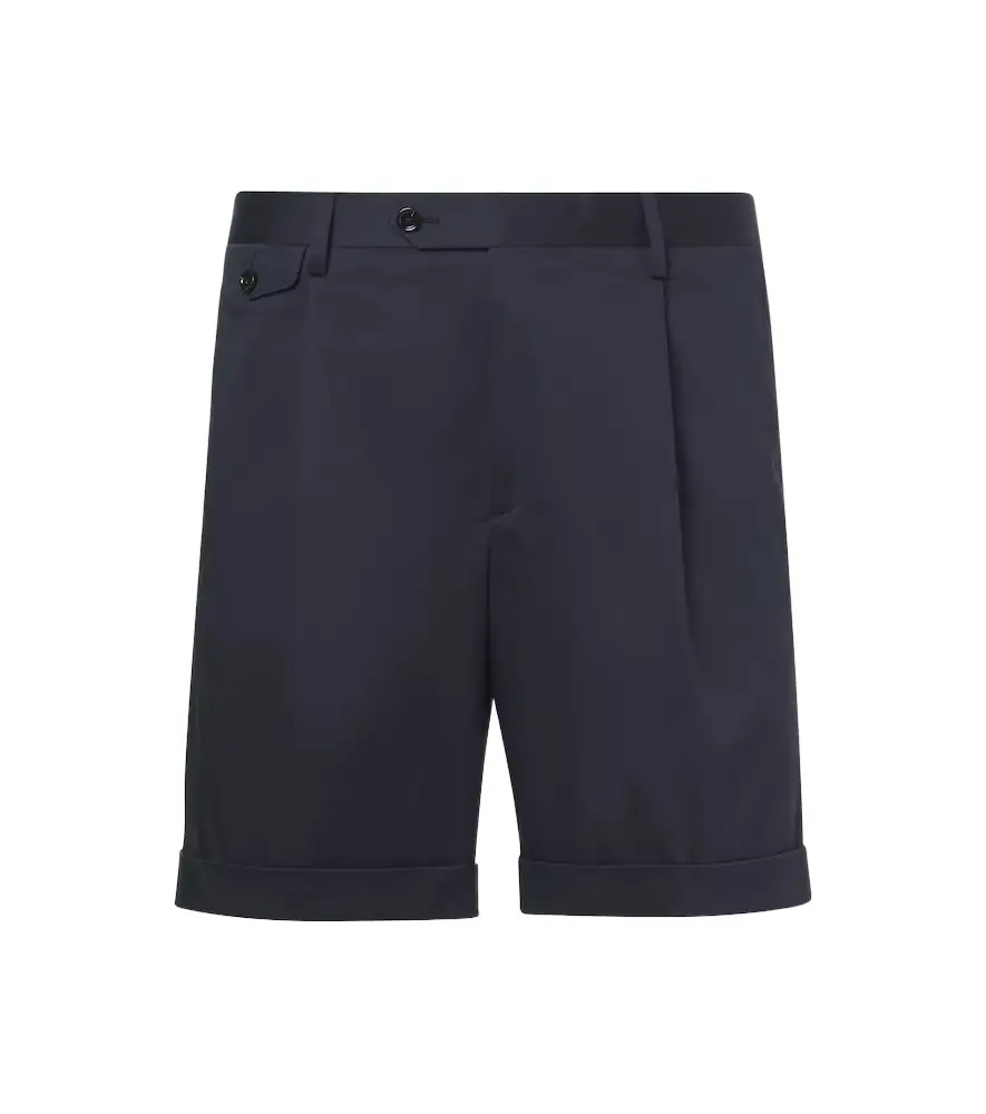 Lardini Pleated cotton-blend Bermuda shorts