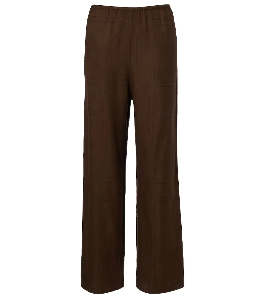 Toteme Monogram embroidered flannel pajama pants