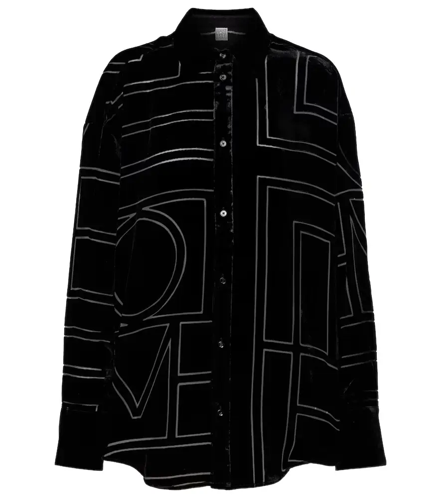 Toteme Logo oversized velvet devoré shirt