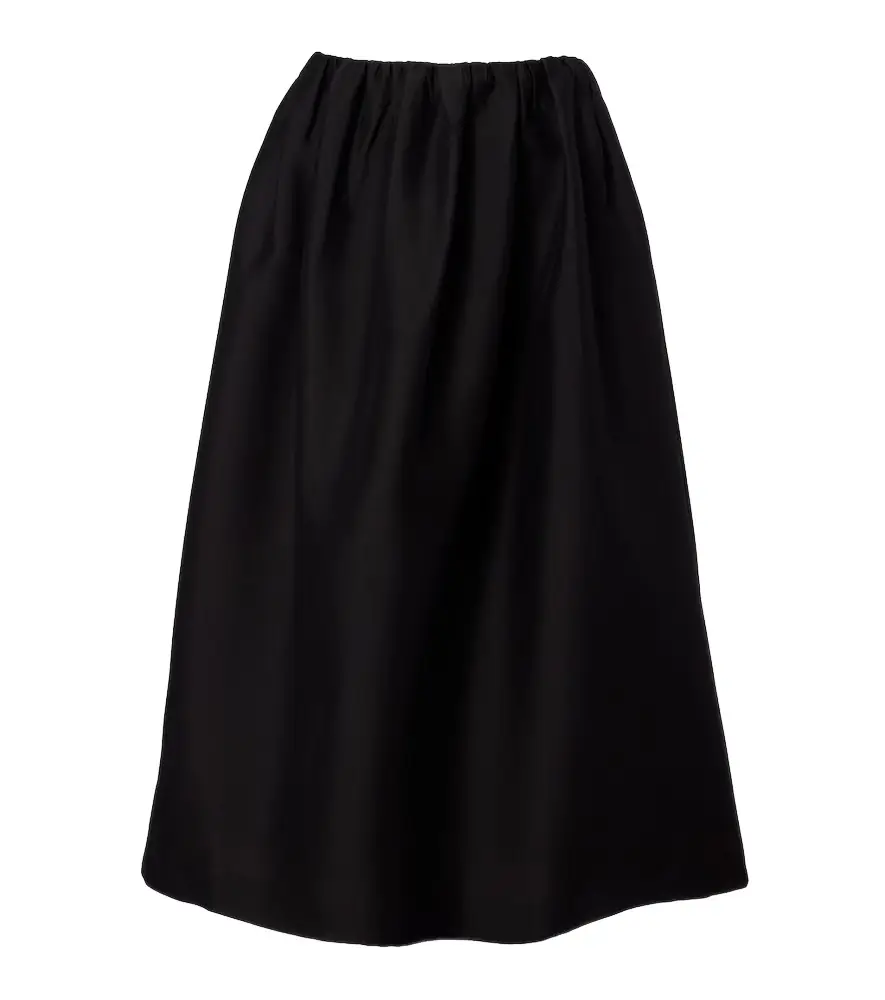 Toteme Gathered wool and silk midi skirt