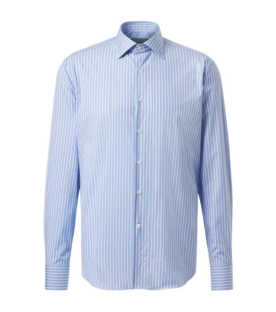 Canali Striped cotton poplin shirt