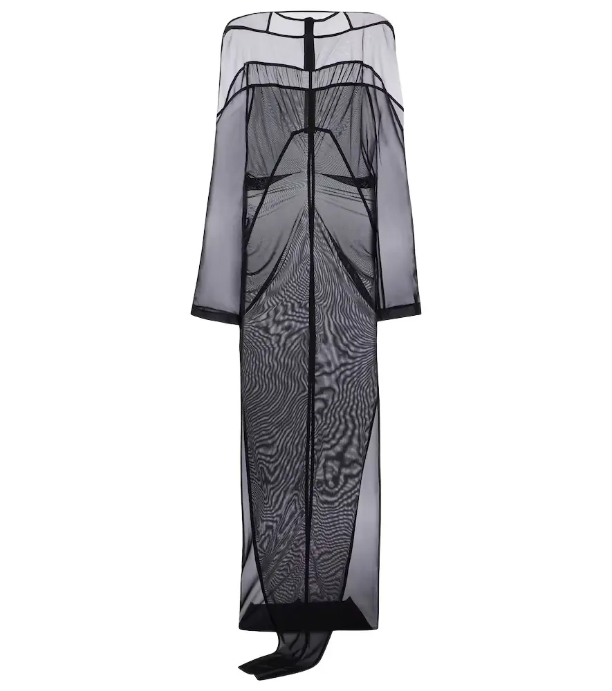 Rick Owens Collage tulle and chiffon gown