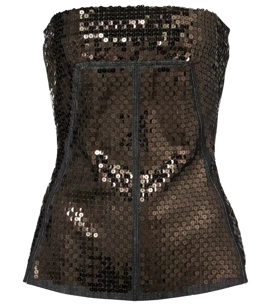 Rick Owens Sequined denim bustier top