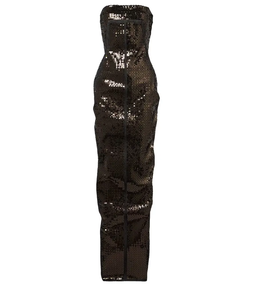 Rick Owens Sequined denim bustier gown