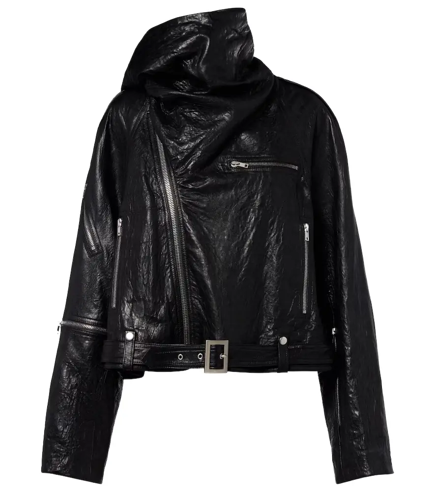 Rick Owens Scarf Light leather biker jacket
