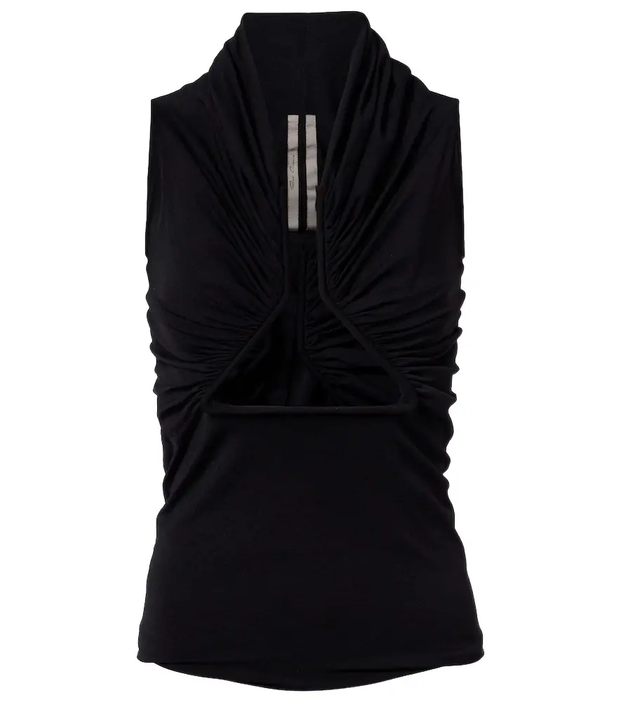 Rick Owens Cutout ruched jersey top