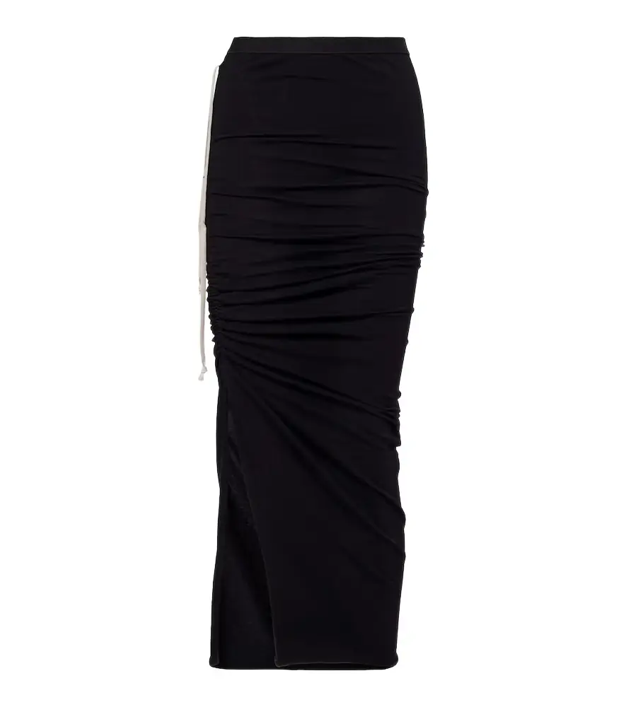 Rick Owens Edfu cotton jersey midi skirt