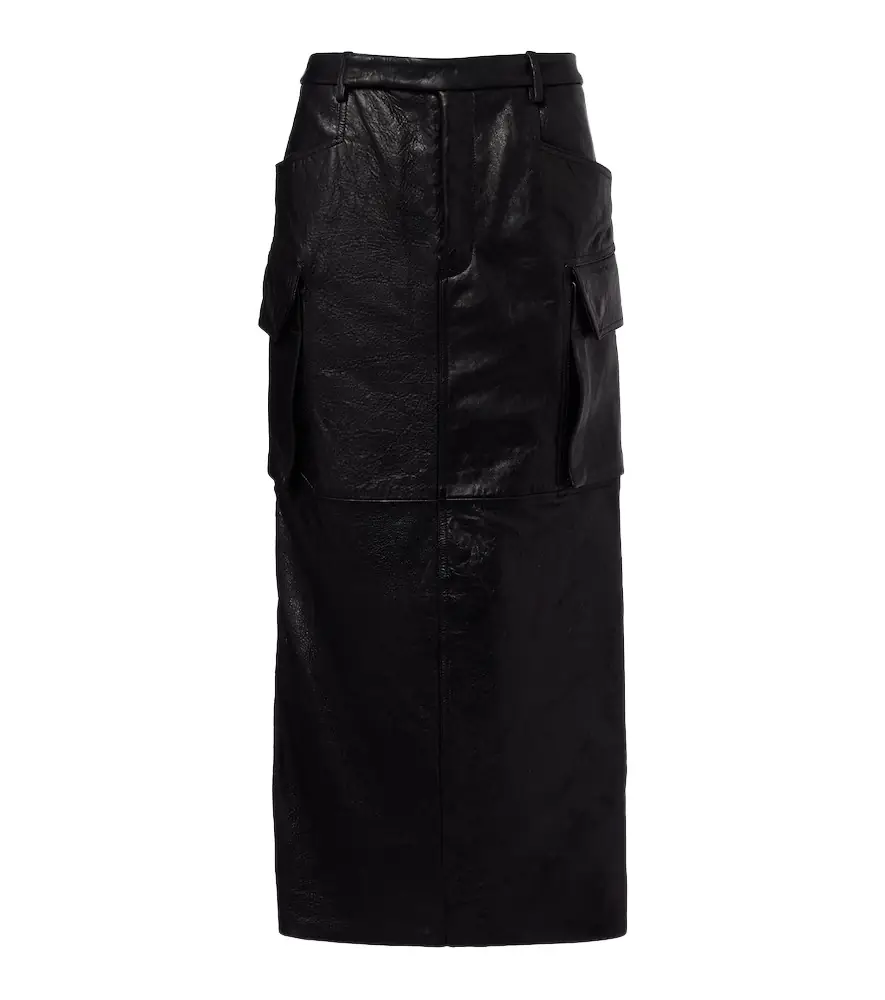 Rick Owens Firbanks leather midi skirt