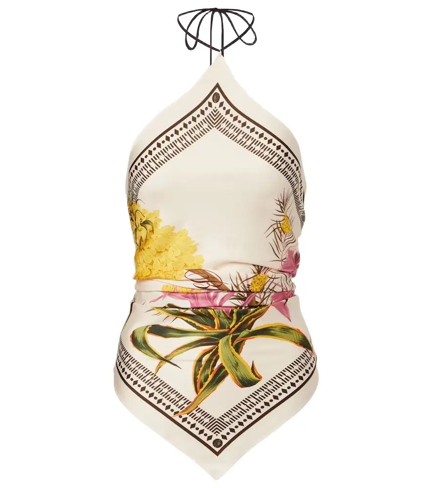 Blumarine Printed halterneck twill top