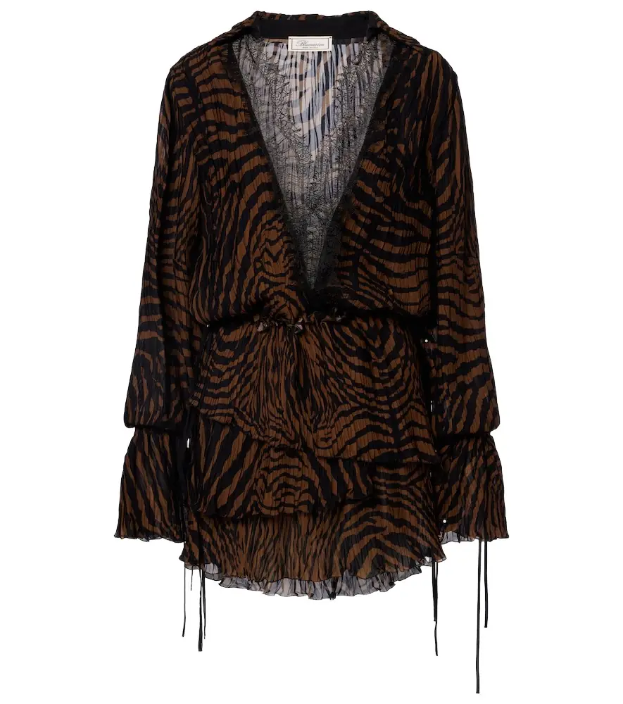 Blumarine Zebra-print chiffon mini dress