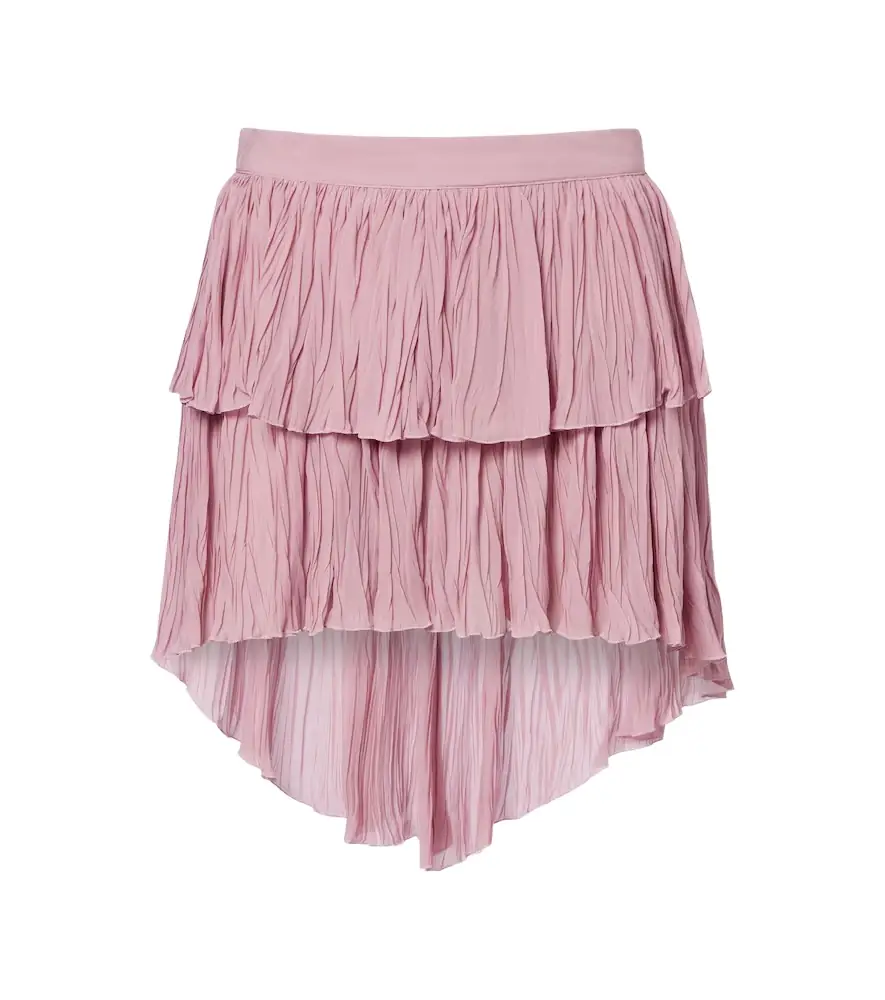 Blumarine Plissé tiered georgette miniskirt